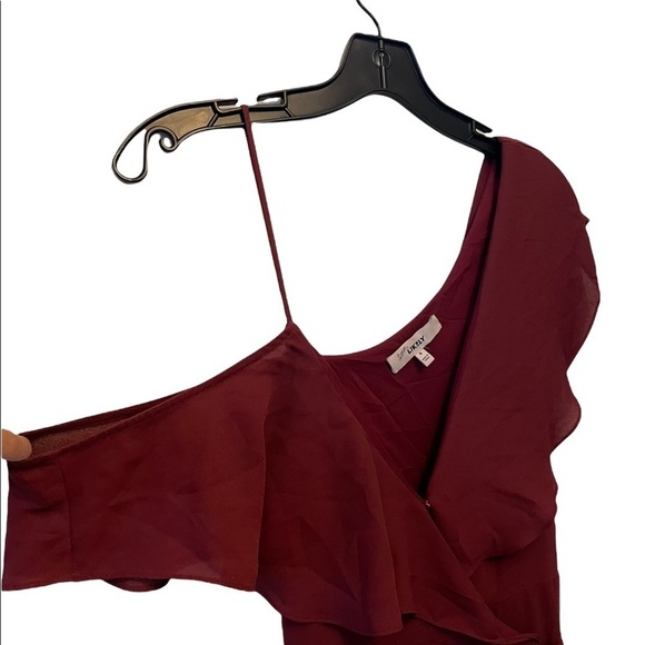 Likely Revolve Leilani Zinfadel V Neck Flutter Sleeve Slit Wrap Midi Dress Gown - Picture 4 of 8